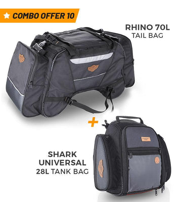 Combo 10: Rhino 70L Tail Bag + Shark Universal 28L Tank Bag GuardianGears